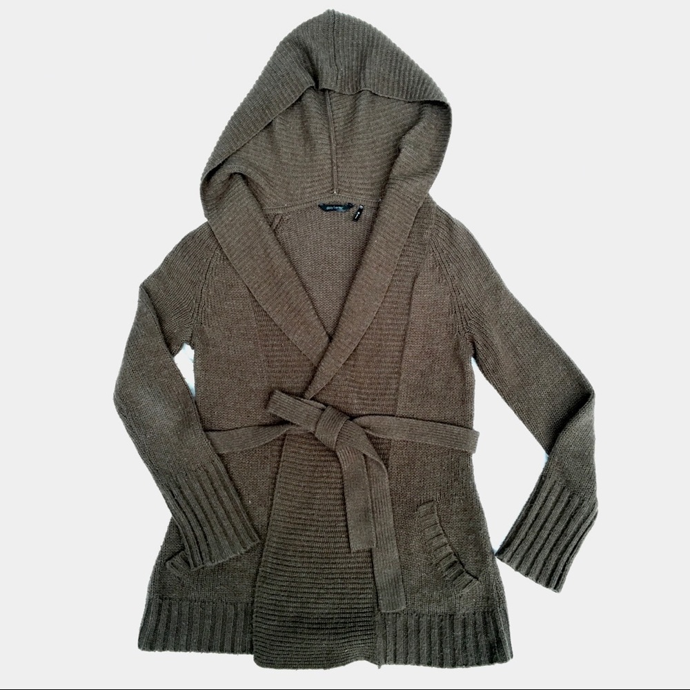 Daisy Fuentes Olive Chunky Knit Hooded Sweater